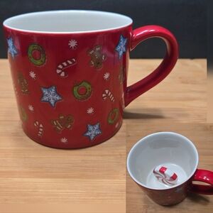 Wondershop Unique red and white 3D peppermint inside holiday coffee mug stonewar